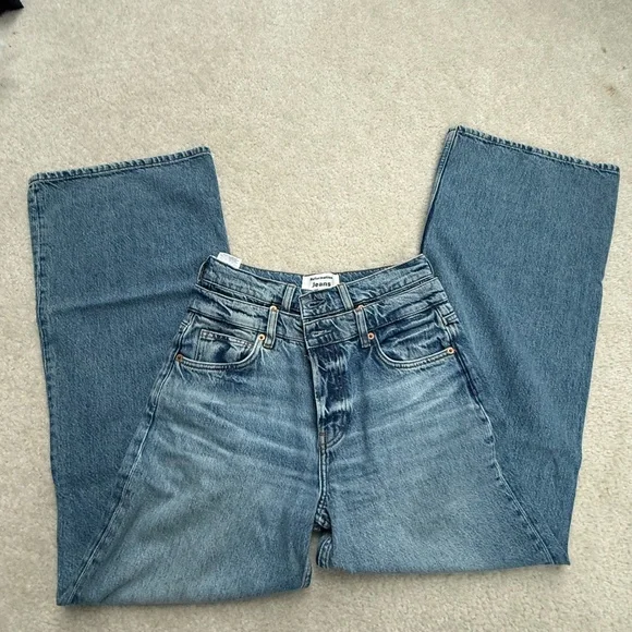 Reformation Cary Double Waistband High Rise Slouchy Wide Leg Jeans Rainy Sz 26 - Picture 6 of 8